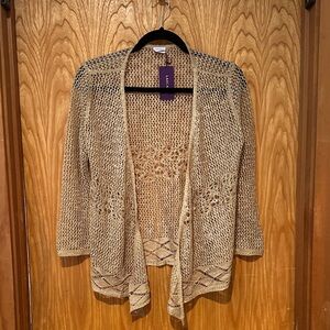 Max Studio Tan Cardigan Sweater Cozy Knit